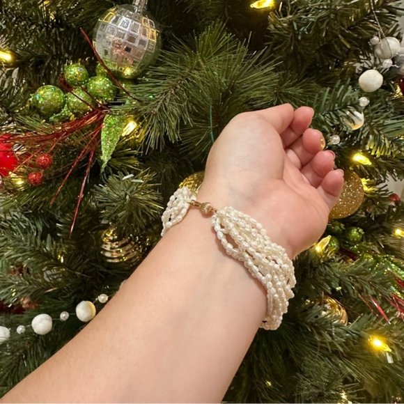 Harber Co | Antique 14k solid gold multiple strand Rice Pearl Bracelet - Picture 2 of 9